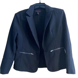 Material Girl Women’s Black Business Jacket Size M Zipper Accents Should…